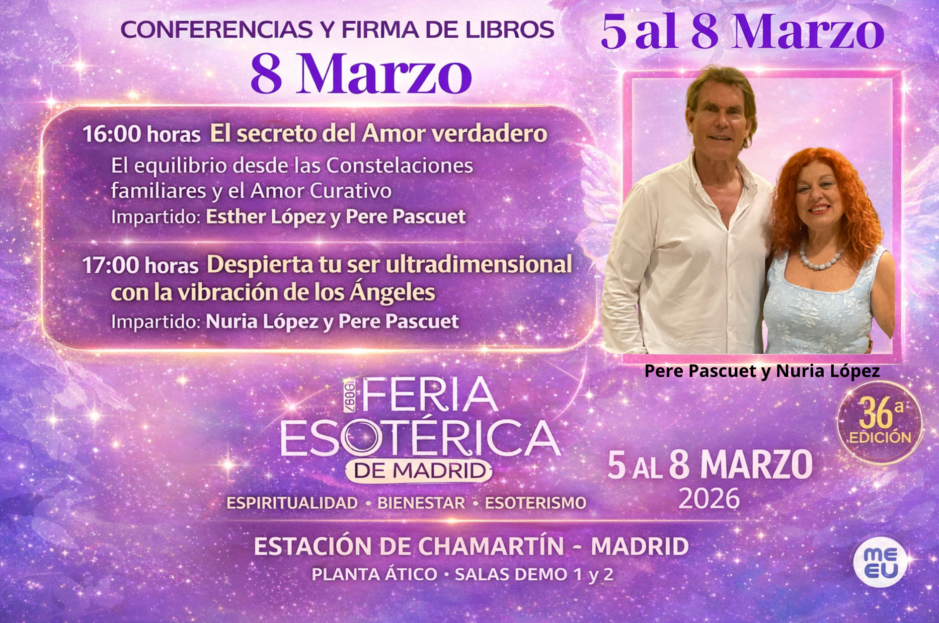 Cartel de la Conferencia de ángeles y seres ultradiensionales que se realiza el la feria Esoterica de Madrid