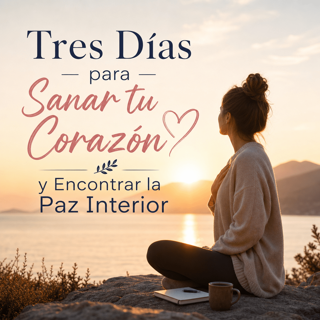 Persona meditando al atardecer junto al mar, símbolo de sanar el corazón y encontrar paz interior.