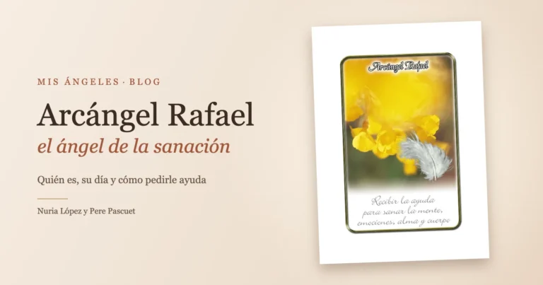 Carta del arcángel Rafael del oráculo Semillas de Ángel junto al título Arcángel Rafael, el ángel de la sanación